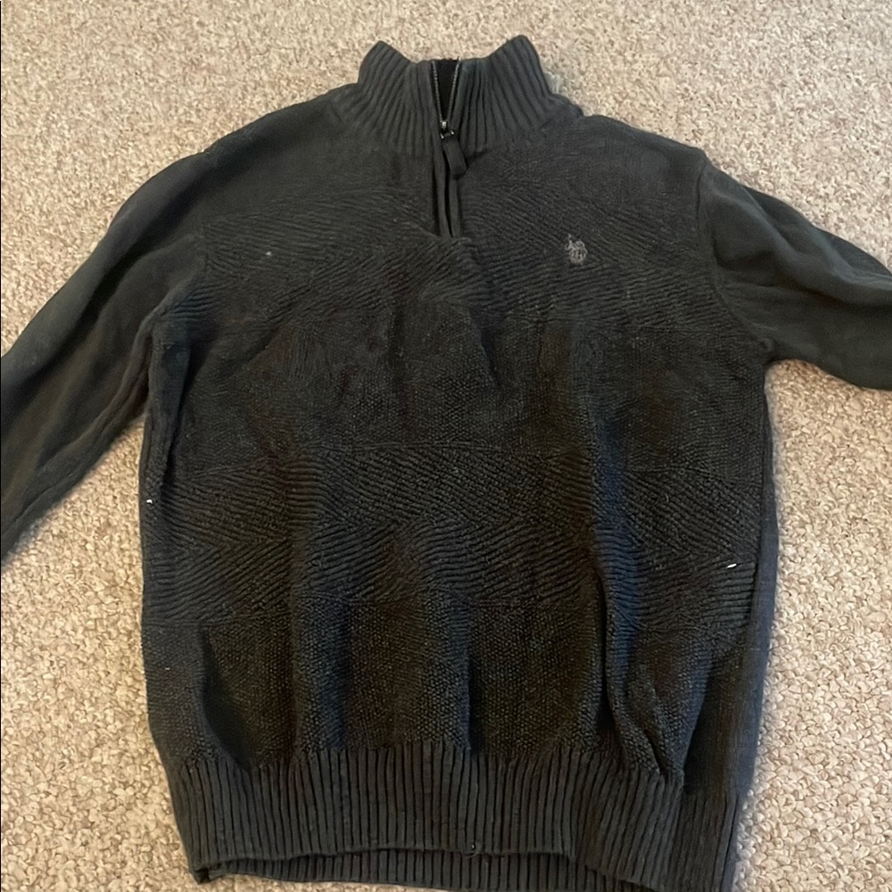 U.S. Polo Assn. Black Zip Up Sweater Classic Knit
